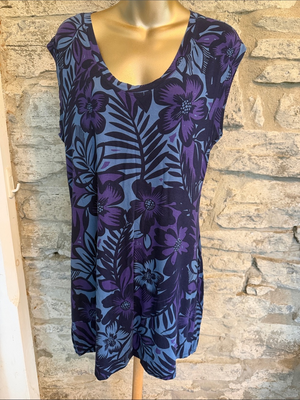 Blue and Purple Floral Swim Coverup